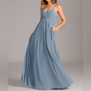 Dusky Blue Azazie bridesmaids dress